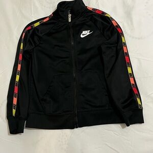 Nike Black Jacket with Colorful Sleeve Stripes Boys Size 7
